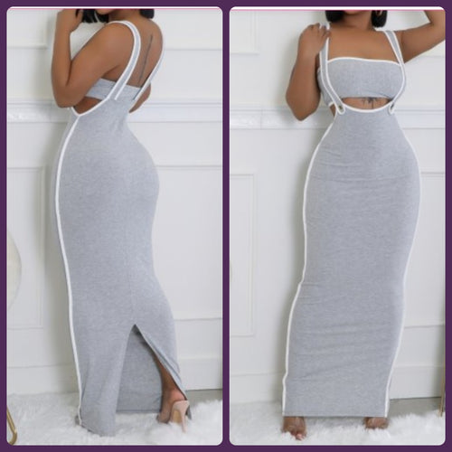 Grey Maxi Skirt Set