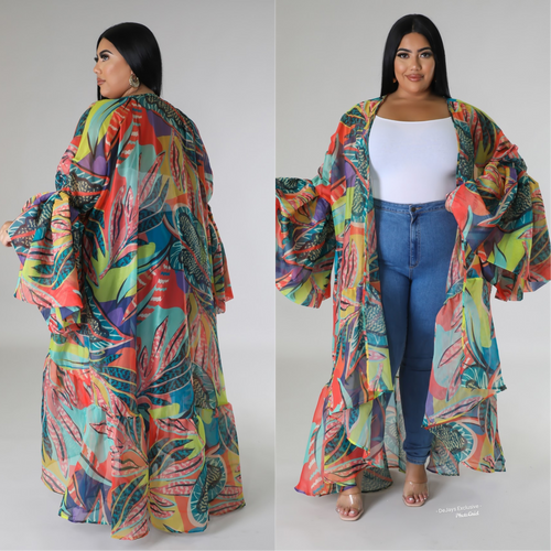 Multi-color Cardigan (Plus Size)