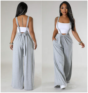 Grey Wide-leg Overalls