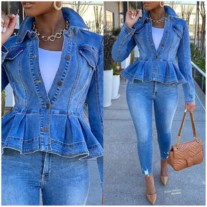 Ruffle Denim Jacket