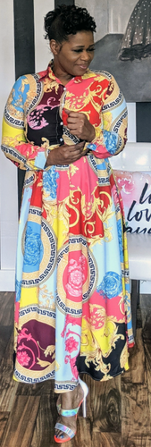 Multi-Color Midi Dress