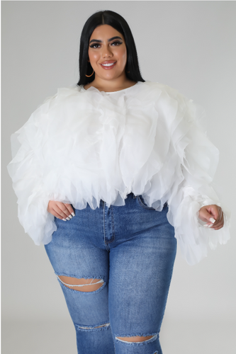 White Ruffle Top